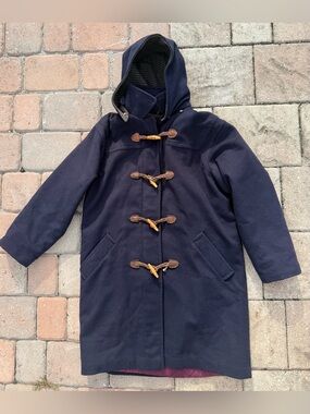 Vintage L.L.Bean S905 Women’s Size 6 Navy Wool Hooded Duffle Coat Made in USA